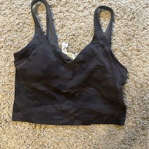 lululemon black camo tank with built in bra